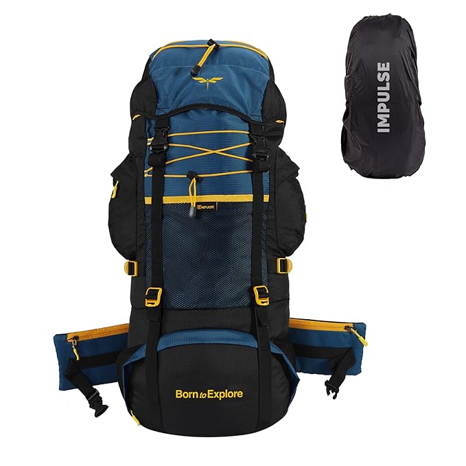Impulse rucksack bags 75 litres travel bag for men tourist bag for travel backpack for hiking trekking Bag for men camping thames blue bag with 1 Year Warranty - Itsmygadgets
