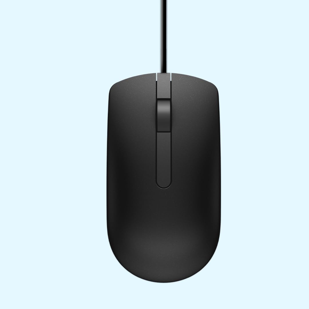 Dell MS116 Wired Optical Mouse - High Precision 1000DPI Sensor, USB Connectivity, Ergonomic Ambidextrous Design, Smooth Scrolling, Ideal for Office & Home Use - Black - Itsmygadgets