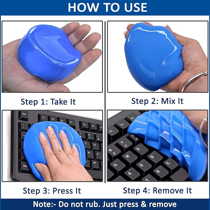 Step-by-step guide on how to use a blue gel wrist rest with text instructions.