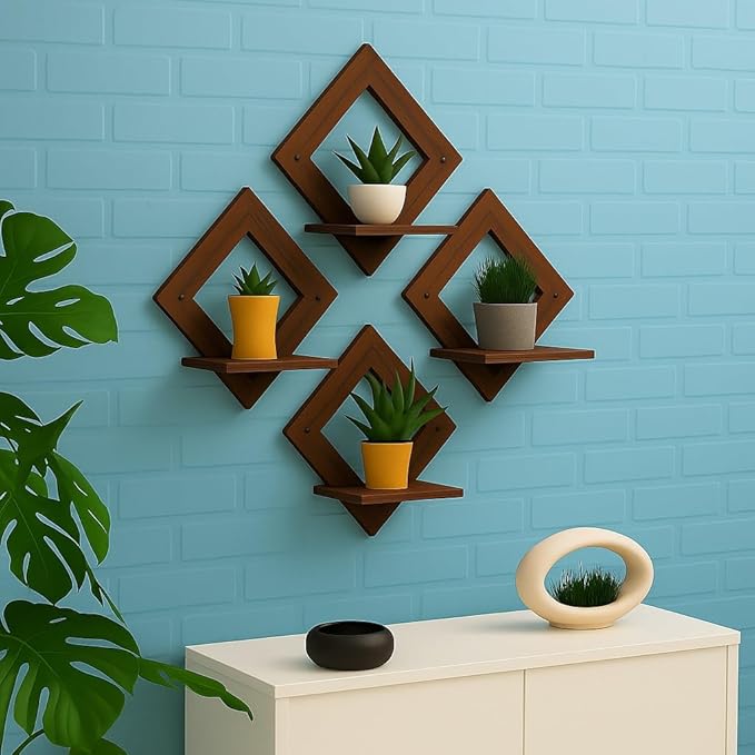 Placid & Co. Wooden Wall Shelf – Floating Display Rack for Home Décor - Itsmygadgets
