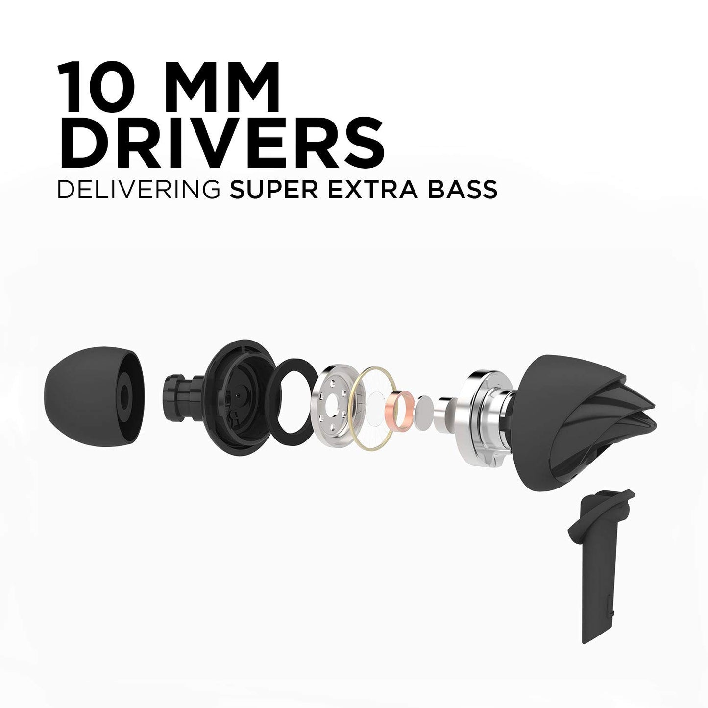 Boat BassHeads 100 in-Ear Headphones with Mic (Black) - Itsmygadgets