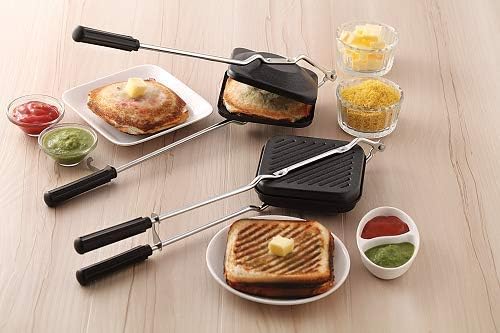 VedaChef Premium Non-Stick Grill Sandwich Toaster - Make Delicious Sandwiches in minutes | Long-lasting double-coating non-stick layer | sandwich griller and toaster | Easy-to-Use & Durable | Black - Itsmygadgets