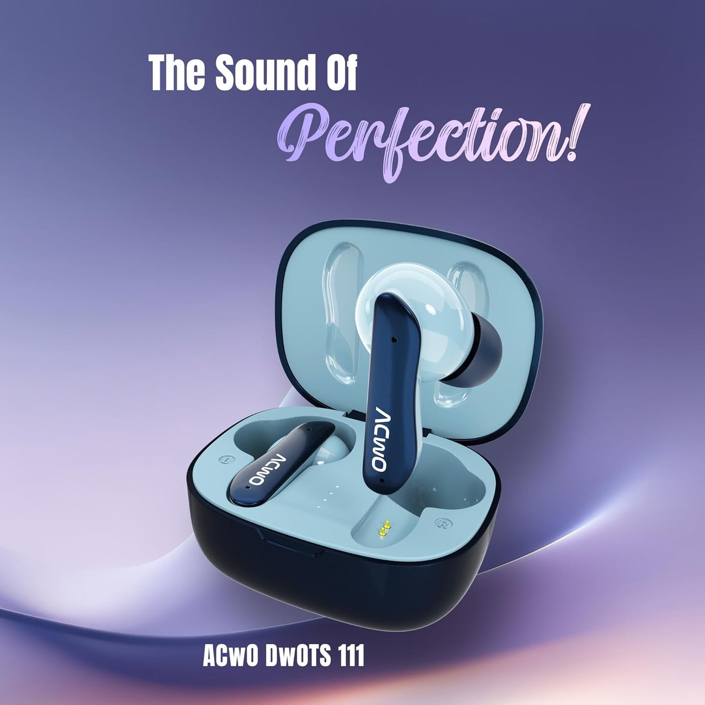 ACwO Dwots 111 Wireless in Ear Earbuds|Up to 75Hrs Battery Life|10Mm Spatial Drivers|Noise-Free Calls with 4 Noise Cancellation Mics|Bluetooth V5.4|Dedicated Cinematic & Bass Mode (Comet Blue) - Itsmygadgets