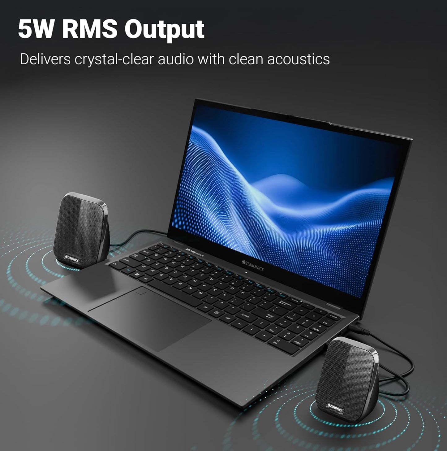 ZEBRONICS Fame, 2.0 USB Computer Speakers, 5 Watts, USB Powered, AUX, Volume Control Pod for PC, Laptops, Desktop - Itsmygadgets