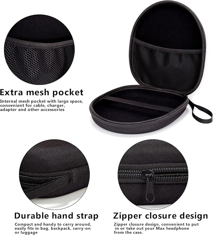 M.G.R.J® Portable Carrying Case Cover Headphones | Hard EVA, Black - Itsmygadgets