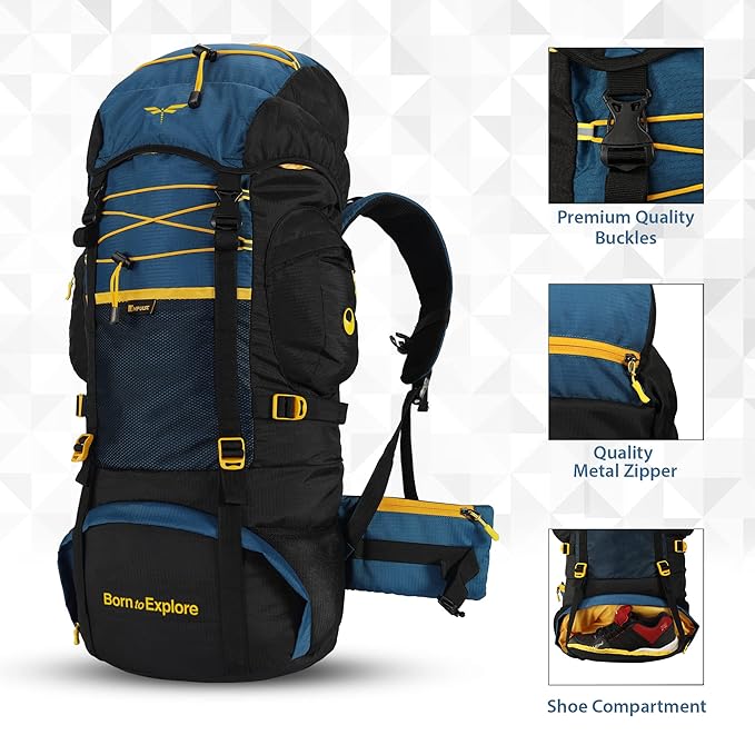 Impulse rucksack bags 75 litres travel bag for men tourist bag for travel backpack for hiking trekking Bag for men camping thames blue bag with 1 Year Warranty - Itsmygadgets