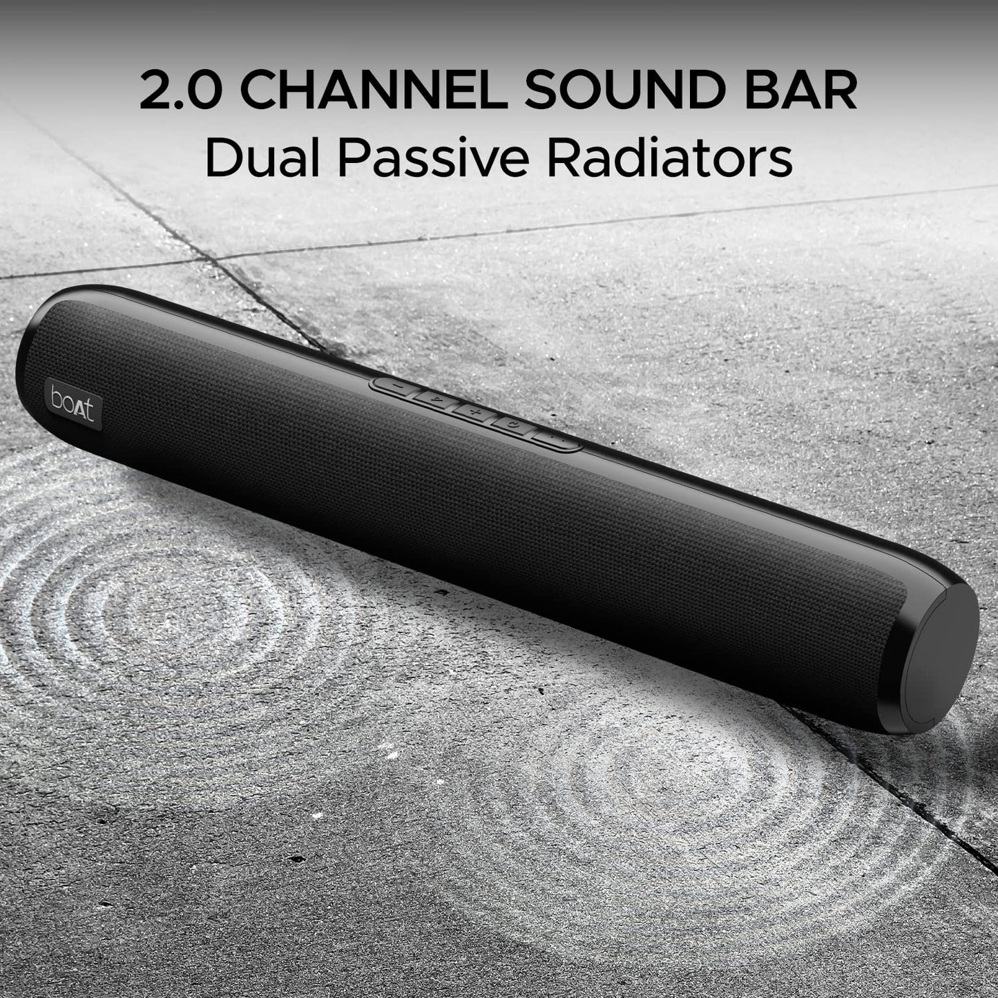 boAt Aavante Bar 610, 25W Signature Sound, 2.0 CH with Dual Passive Radiators, 7 HRS Battery, Sleek Design, Multi Connectivity, Bluetooth Sound Bar, Soundbar Speaker (Charcoal Black) - Itsmygadgets
