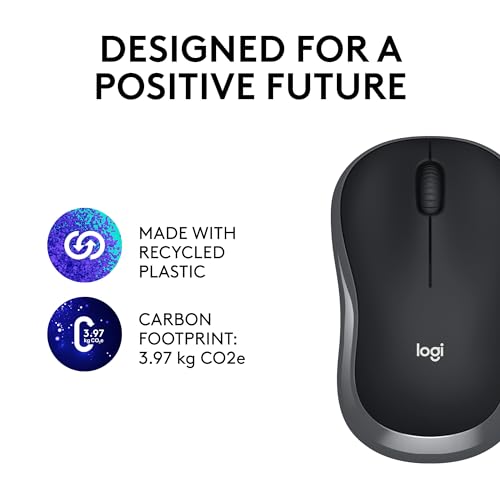 Logitech M186 Wireless Mouse, 2.4GHz with USB Mini Receiver, 12-Month Battery Life, 1000 DPI Optical Tracking, Ambidextrous, Compatible with PC, Mac, Laptop - Itsmygadgets