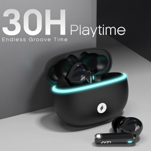 Leaf Buds X121 True Wireless Earbuds AI Sound App, 30H Playtime, Quad Mic with ENC, 50ms Low Latency, Fast Charging(10min=200min), 10mm Driver, IPX5, Bluetooth v5.4 TWS (Carbon Black) - Itsmygadgets