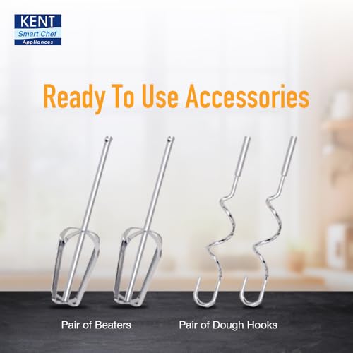 KENT 16051 Hand Blender 300 W | 5 Variable Speed Control | Multiple Beaters & Dough Hooks - Itsmygadgets
