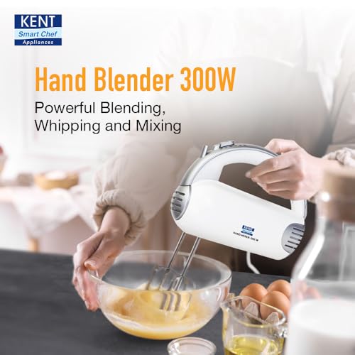 KENT 16051 Hand Blender 300 W | 5 Variable Speed Control | Multiple Beaters & Dough Hooks - Itsmygadgets
