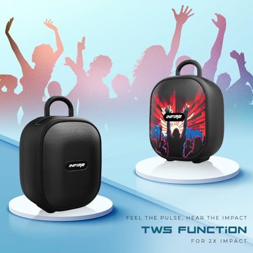 iNFiRe Fusion 12W Bluetooth Speaker Wireless Upto 8 Hrs Playtime with TWS Function, BT connectivity,Type C Charging & Mobile Holder (Party Black) - Itsmygadgets