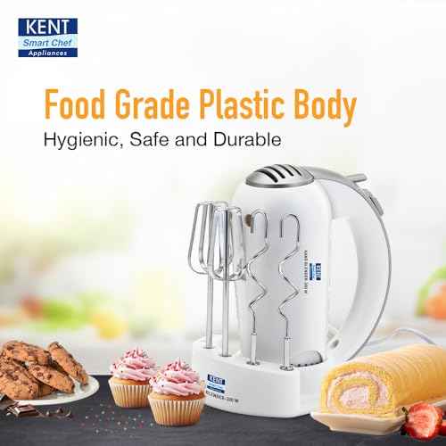 KENT 16051 Hand Blender 300 W | 5 Variable Speed Control | Multiple Beaters & Dough Hooks - Itsmygadgets