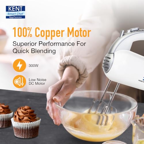 KENT 16051 Hand Blender 300 W | 5 Variable Speed Control | Multiple Beaters & Dough Hooks - Itsmygadgets