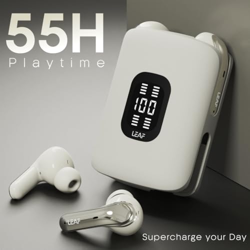Leaf Buds X714 True Wireless 4 in 1 Earbuds with ANC, AI Sound App, 70H Playtime, Active Noise Cancellation (30dB), Fast Charge(10min=5Hr), Quad Mic ENC, 13m Driver, Bluetooth v5.4 TWS (Ivory) - Itsmygadgets