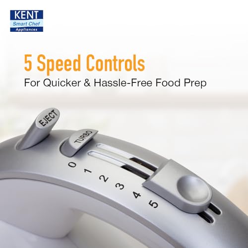 KENT 16051 Hand Blender 300 W | 5 Variable Speed Control | Multiple Beaters & Dough Hooks - Itsmygadgets