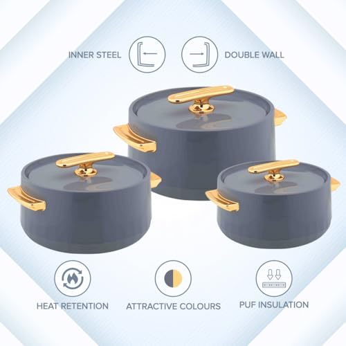 WARMEO Pearl Round Shape Inner Steel Casserole| BPA Free|Advanced P.U. Insulation - Itsmygadgets
