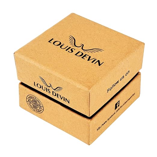 Brown cardboard box with 'Louis Devin' branding on a white background