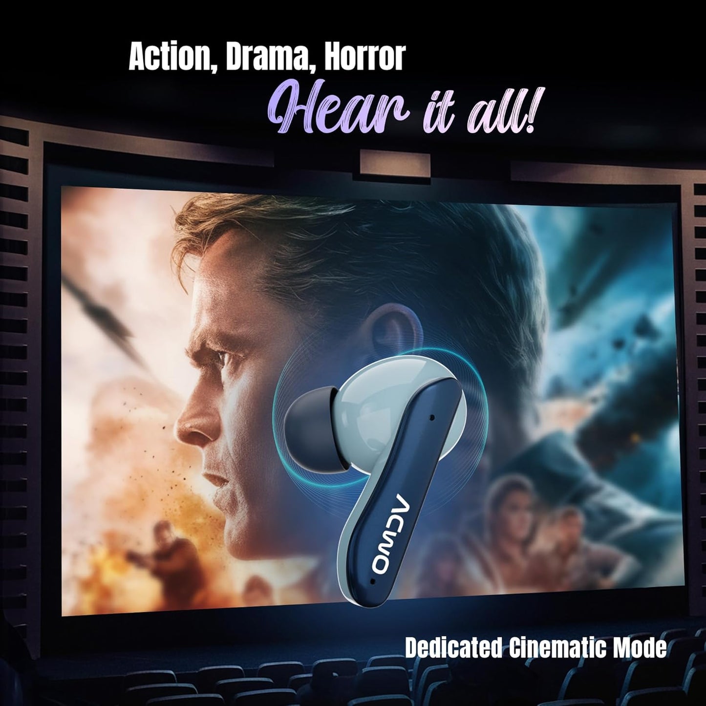 ACwO Dwots 111 Wireless in Ear Earbuds|Up to 75Hrs Battery Life|10Mm Spatial Drivers|Noise-Free Calls with 4 Noise Cancellation Mics|Bluetooth V5.4|Dedicated Cinematic & Bass Mode (Comet Blue) - Itsmygadgets