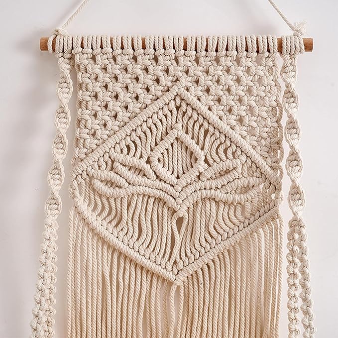 Decazone Macrame Wall Hanging Shelf – Boho Floating Shelf Beige - Itsmygadgets