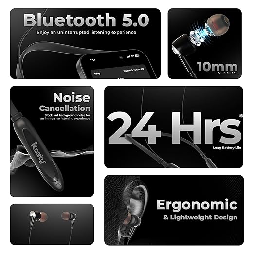 Koaty Bluetooth Neckband Earphones – Deep Bass & Long Battery - Itsmygadgets