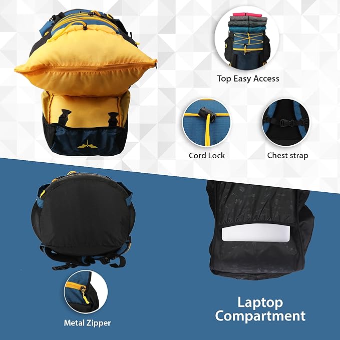 Impulse rucksack bags 75 litres travel bag for men tourist bag for travel backpack for hiking trekking Bag for men camping thames blue bag with 1 Year Warranty - Itsmygadgets