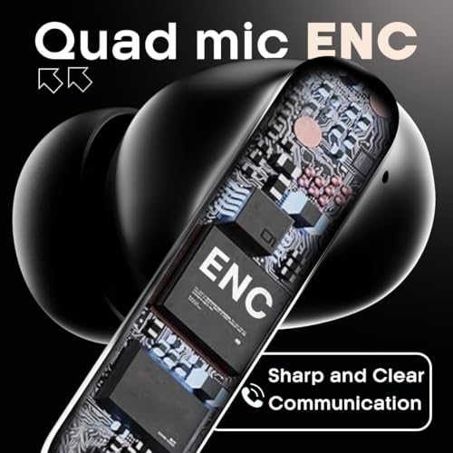 Leaf Buds X342 True Wireless in Ear Earbuds with Ai Sound App, 32H Playtime, Quad Mic with Enc, 50Ms Low Latency, Fast Charging (10Min=210Min), 10Mm Driver, Ipx5, Bluetooth V5.4 TWS (Carbon Black) - Itsmygadgets