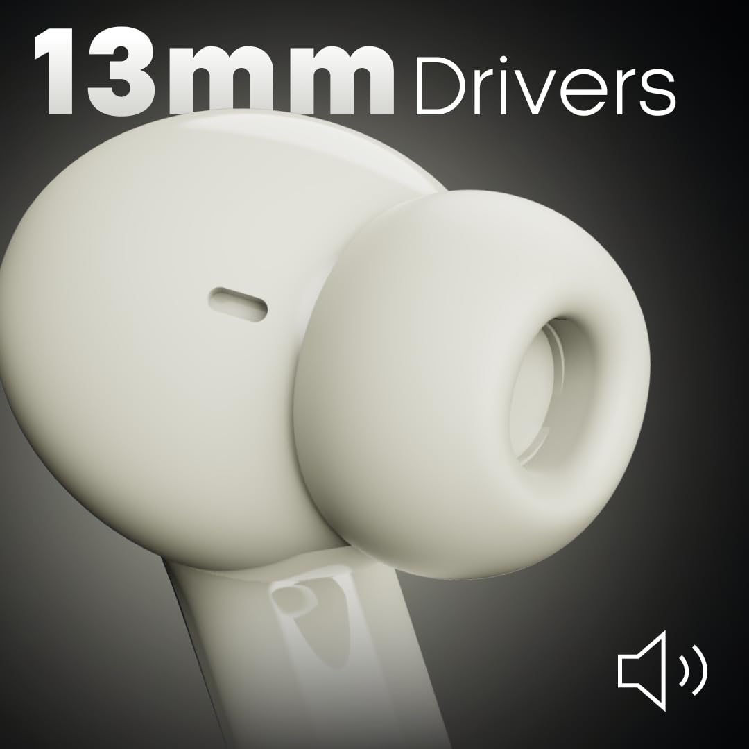Leaf Buds X714 True Wireless 4 in 1 Earbuds with ANC, AI Sound App, 70H Playtime, Active Noise Cancellation (30dB), Fast Charge(10min=5Hr), Quad Mic ENC, 13m Driver, Bluetooth v5.4 TWS (Ivory) - Itsmygadgets