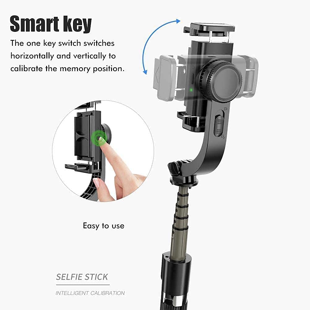 BKN® Q08 Foldable Handheld Gimbal 1-Aixs Stabilizer Stick with Bluetooth Wireless Remote - Itsmygadgets