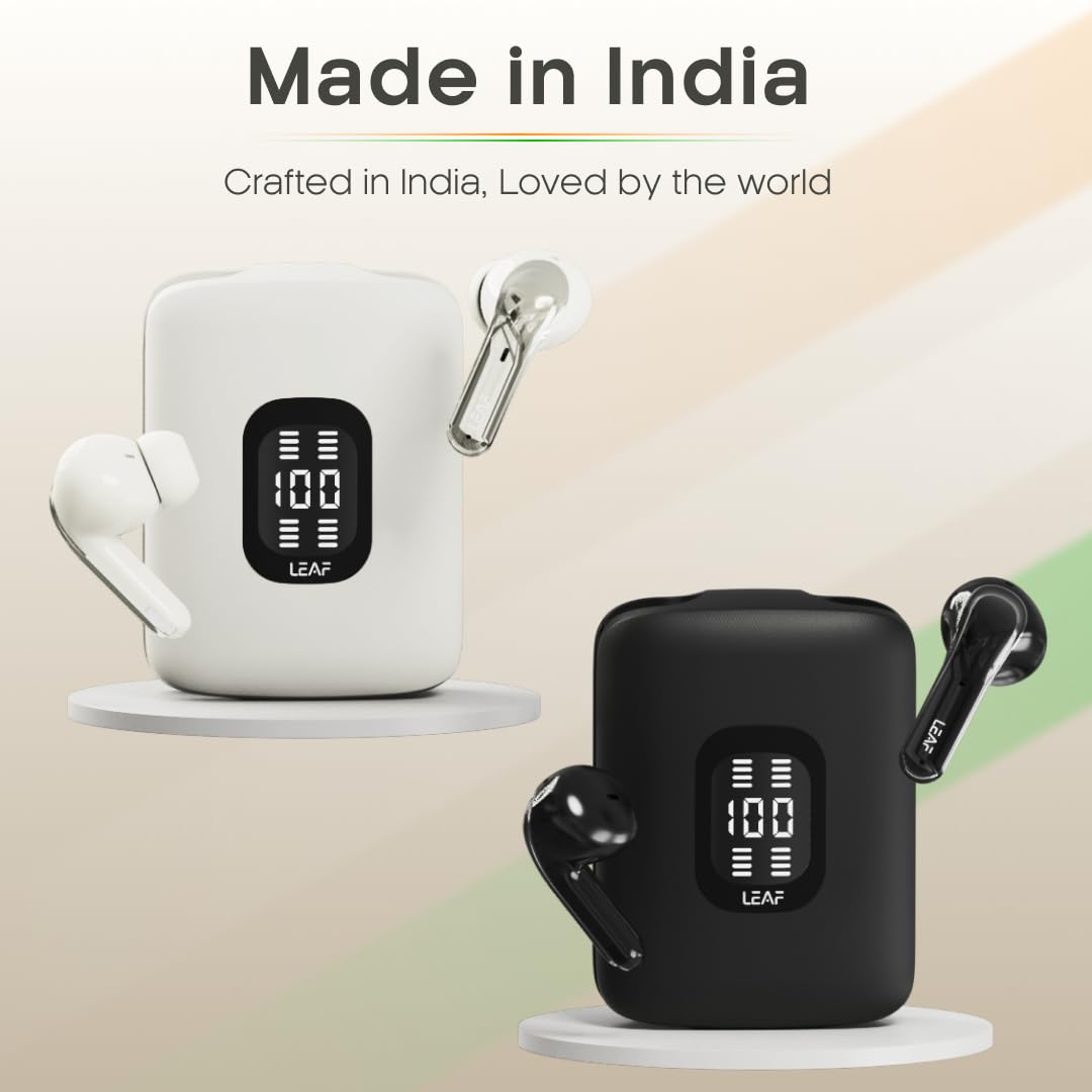 Leaf Buds X714 True Wireless 4 in 1 Earbuds with ANC, AI Sound App, 70H Playtime, Active Noise Cancellation (30dB), Fast Charge(10min=5Hr), Quad Mic ENC, 13m Driver, Bluetooth v5.4 TWS (Ivory) - Itsmygadgets