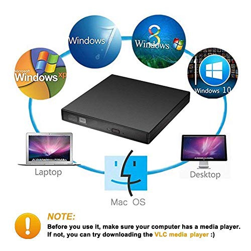CEZO External USB 3.0 Portable Slim CD/DVD-ROM +-R-R-RW Burner Writer for Laptop Desktop Notebook Windows and Mac OS (Black) - Itsmygadgets