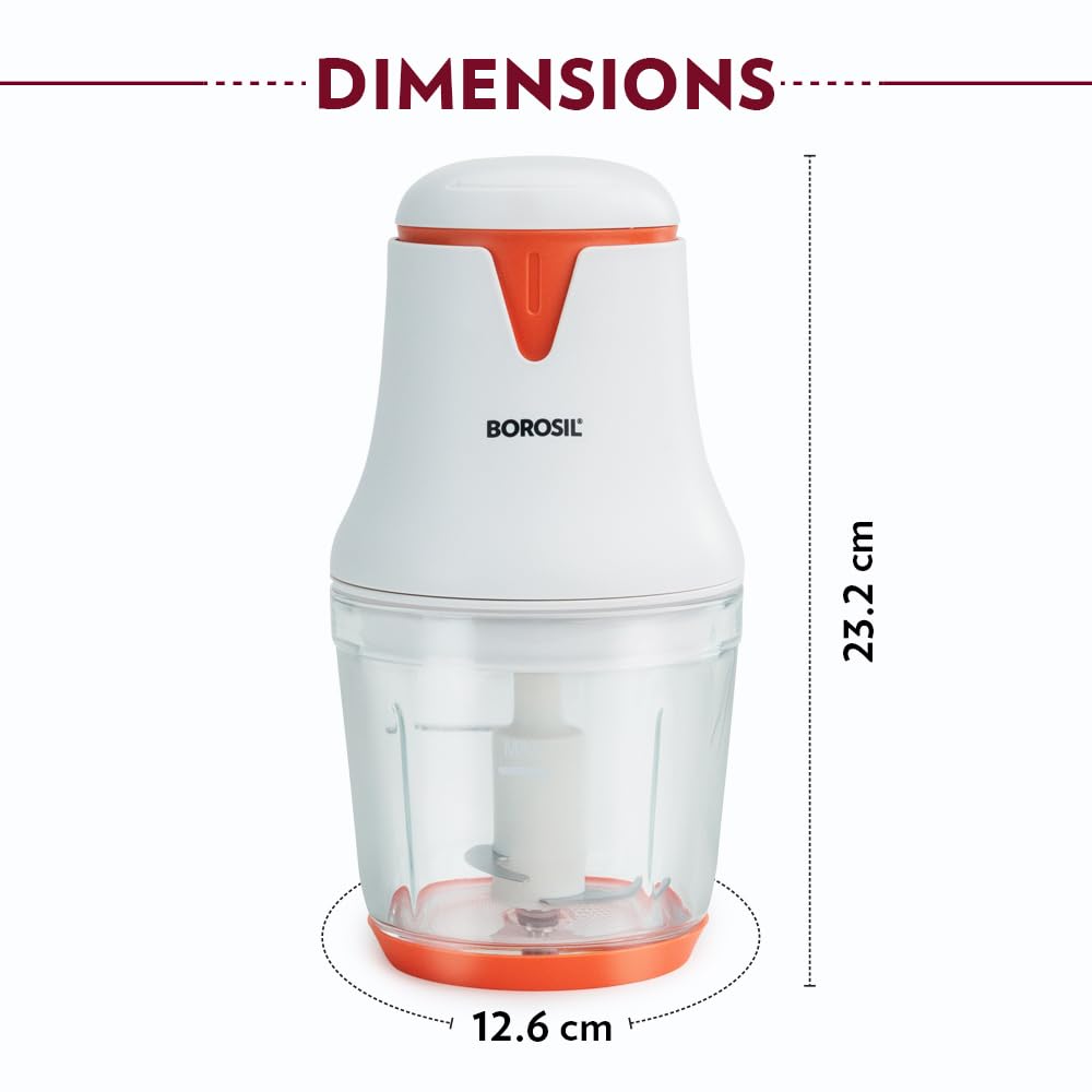 Borosil Chef Delite 260 Watts Electric Chopper for Kitchen | 600 ml 'chop-n-store' Plastic Bowl - Itsmygadgets