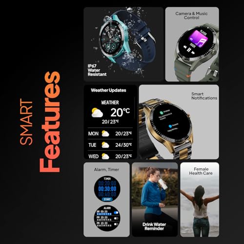 Fire-Boltt Talk Bluetooth Calling Smartwatch, 1.39" TFT Display with Dual Button, Hands On Voice Assistance, 120 Sports Modes, in Built Mic & Speaker (Talk, Green Wave) - Itsmygadgets
