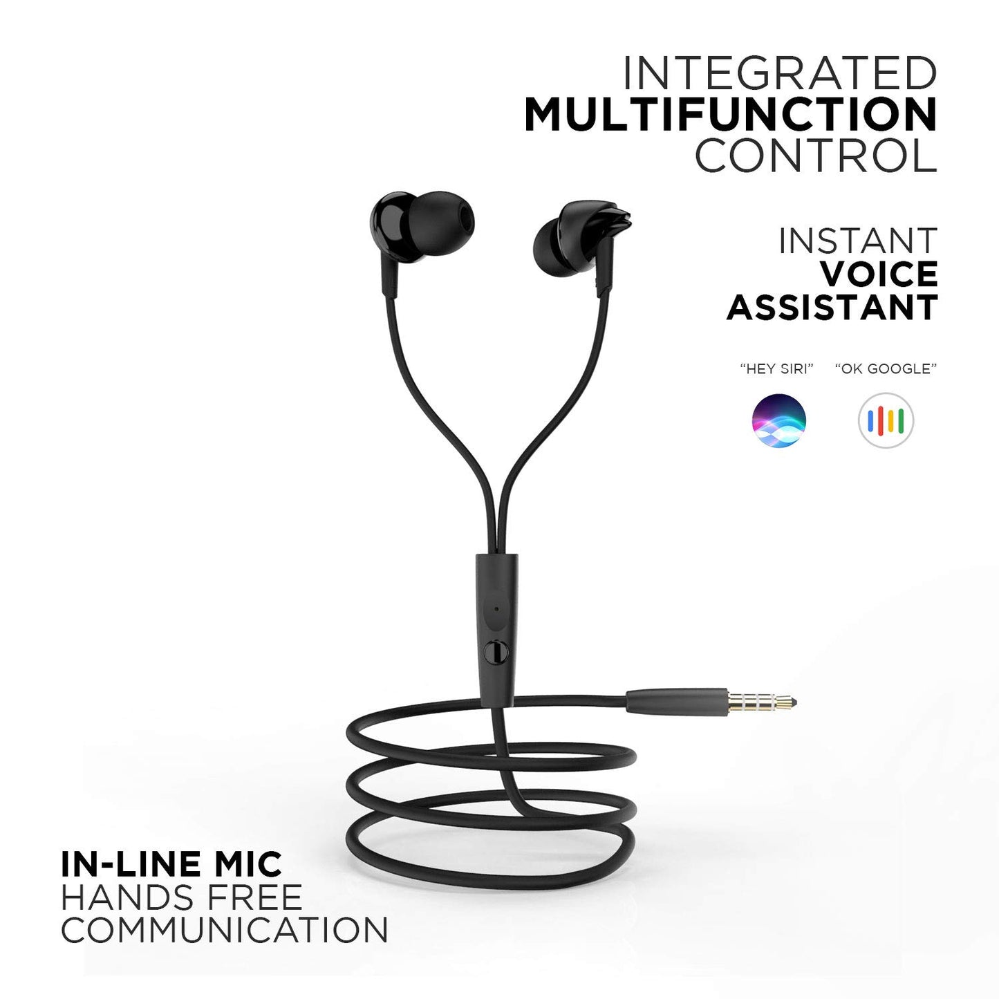 Boat BassHeads 100 in-Ear Headphones with Mic (Black) - Itsmygadgets