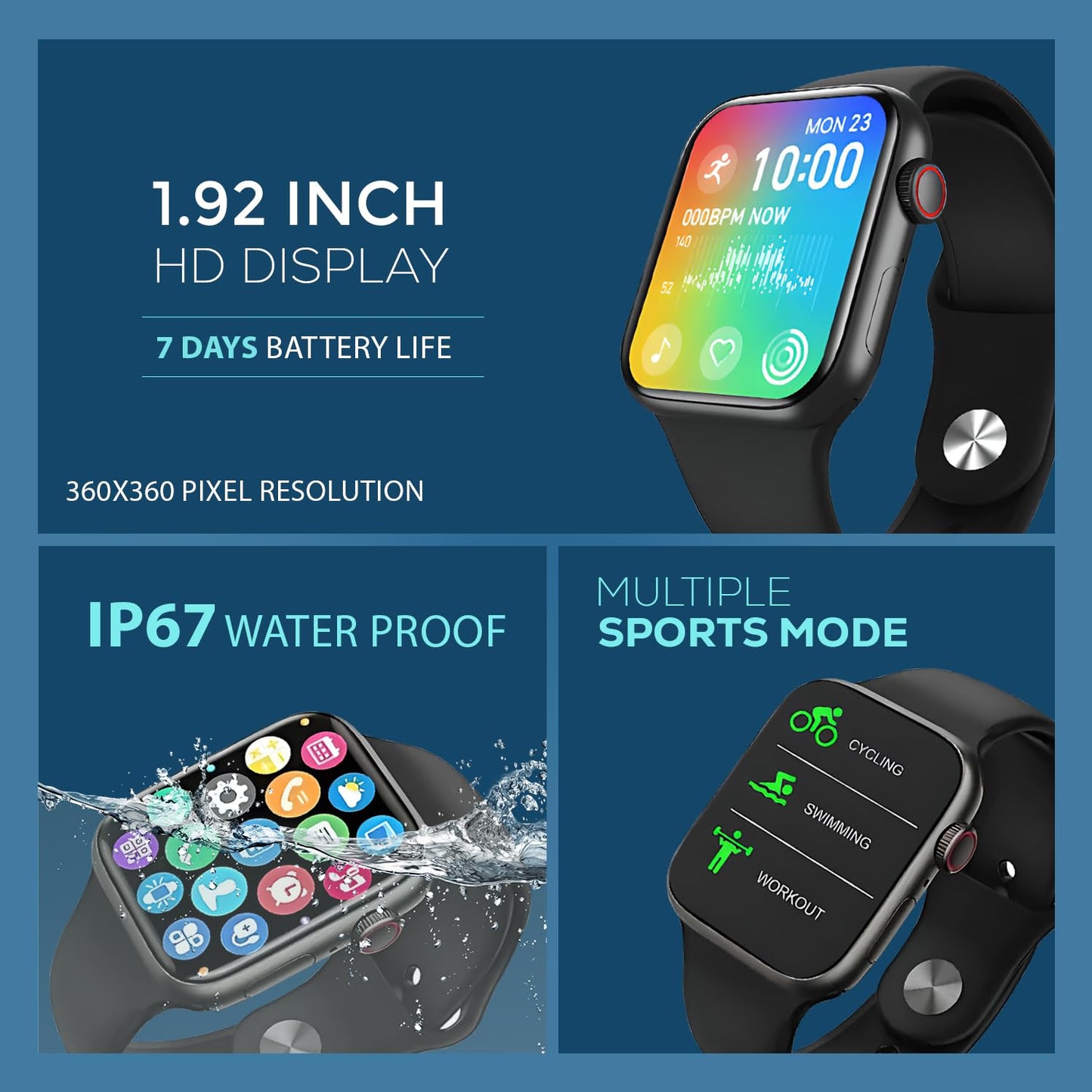 PunnkFunnk T500 Smart Watch for Men & Women | HD 1.83" Display | Bluetooth Calling | 100+ Sports Mode | Health Mode | Sleep Tracking | Compatible with All Android & iOS (Black Strap) - Itsmygadgets