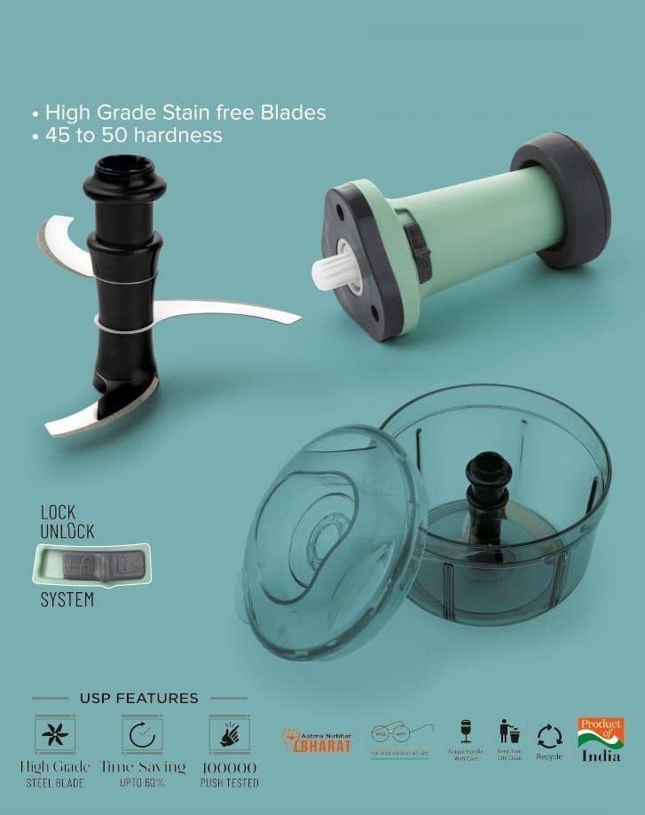 XML 900ml Manual Food Chopper – Steel Blade Vegetable Cutter - Itsmygadgets