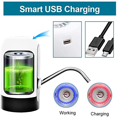 Smart USB charging water dispenser with charging and working indicators.