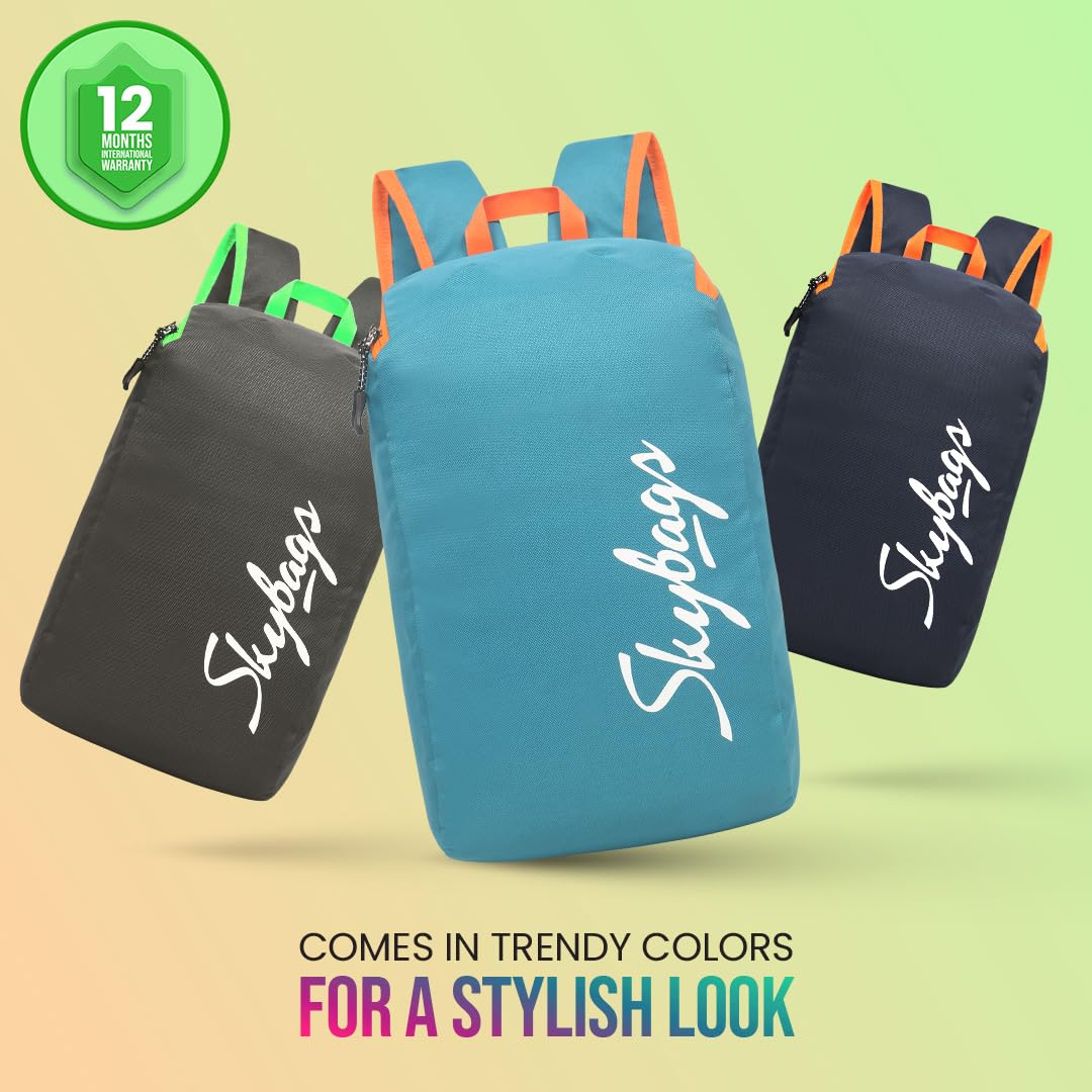Skybags Casual Daypack 15L With Spacious Compartment, Webbing Grab Handle & Highlight Zippers Standard Backpack| Teal Blue | Klik - Itsmygadgets