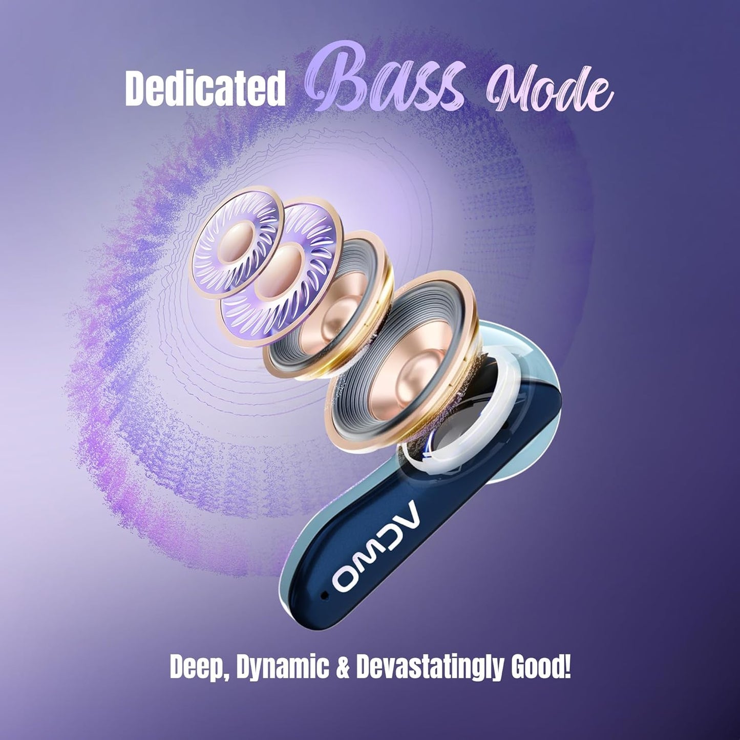 ACwO Dwots 111 Wireless in Ear Earbuds|Up to 75Hrs Battery Life|10Mm Spatial Drivers|Noise-Free Calls with 4 Noise Cancellation Mics|Bluetooth V5.4|Dedicated Cinematic & Bass Mode (Comet Blue) - Itsmygadgets