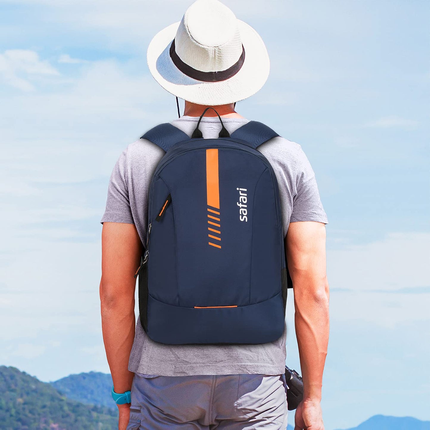 Safari Flash Medium 26L Water Resistant Polyester Casual 4 Compartment Backpack- Blue - Itsmygadgets