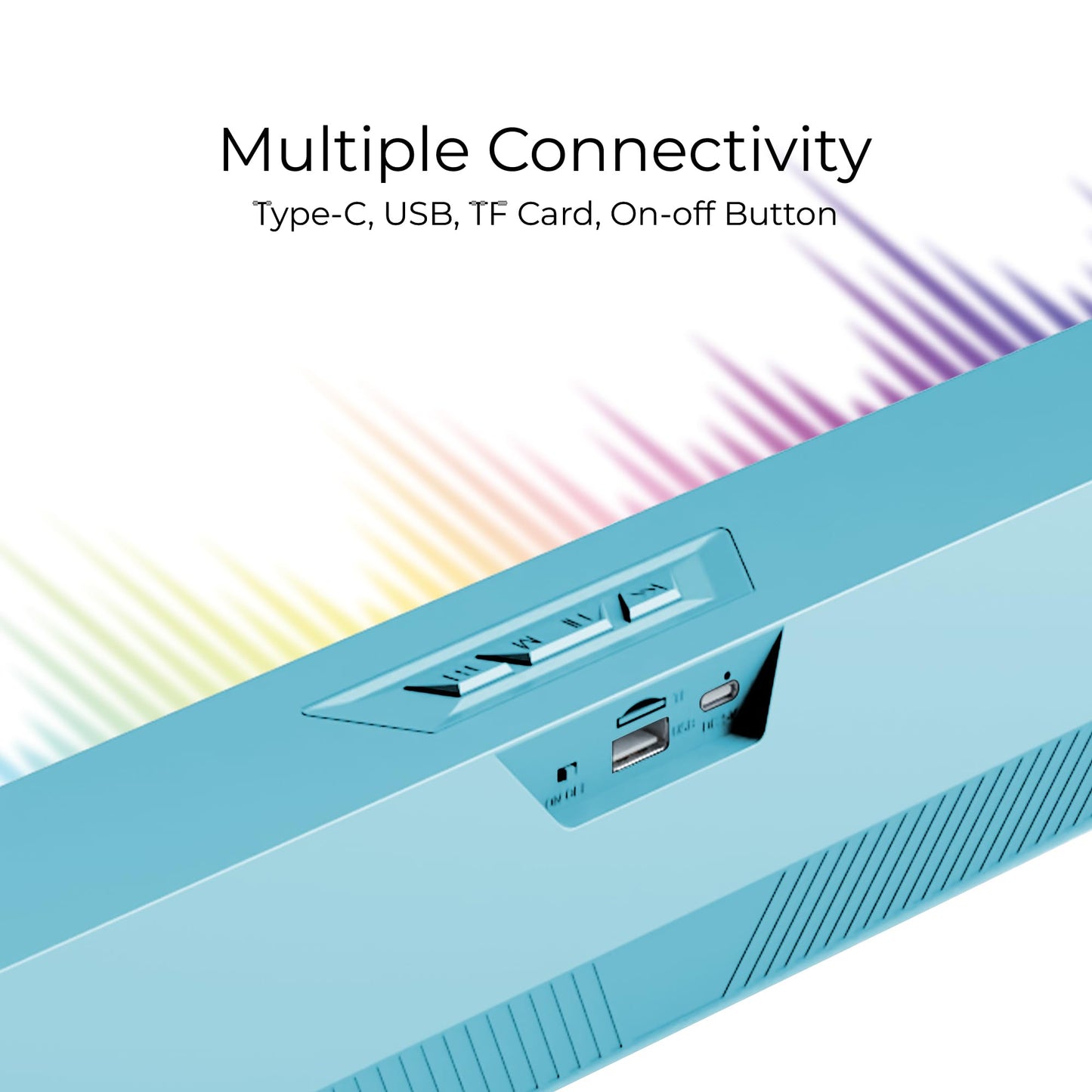 RD SP-50 Wave Wireless Soundbar, Bluetooth V5.2 Connectivity, 15 Watts 2.0 Sounding of Functions 2X Extra Bass Speaker, Support BT/USB/TF/SD Card/FM/AUX, 7 Hours Playback Time (Cyan) - Itsmygadgets