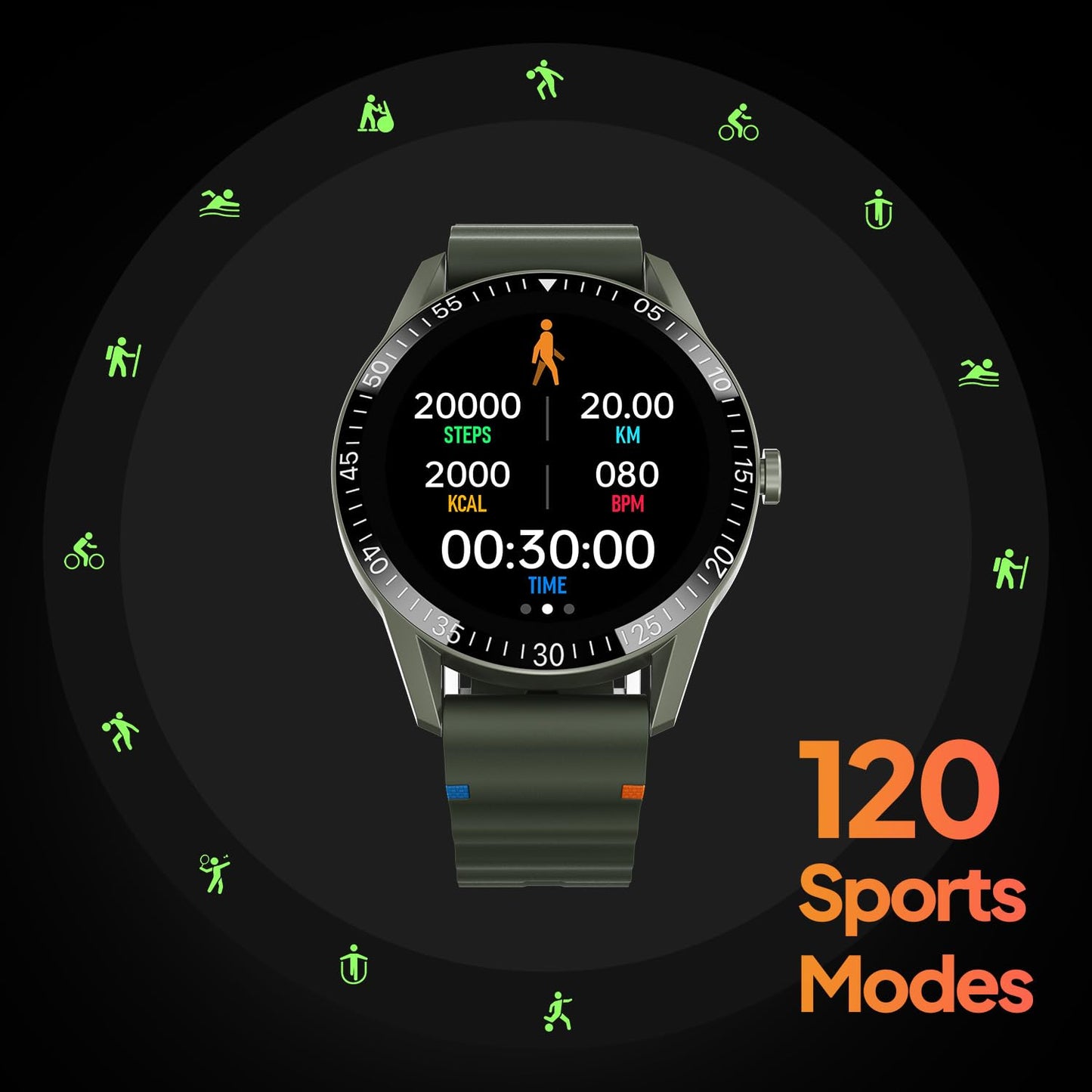 Fire-Boltt Talk Bluetooth Calling Smartwatch, 1.39" TFT Display with Dual Button, Hands On Voice Assistance, 120 Sports Modes, in Built Mic & Speaker (Talk, Green Wave) - Itsmygadgets
