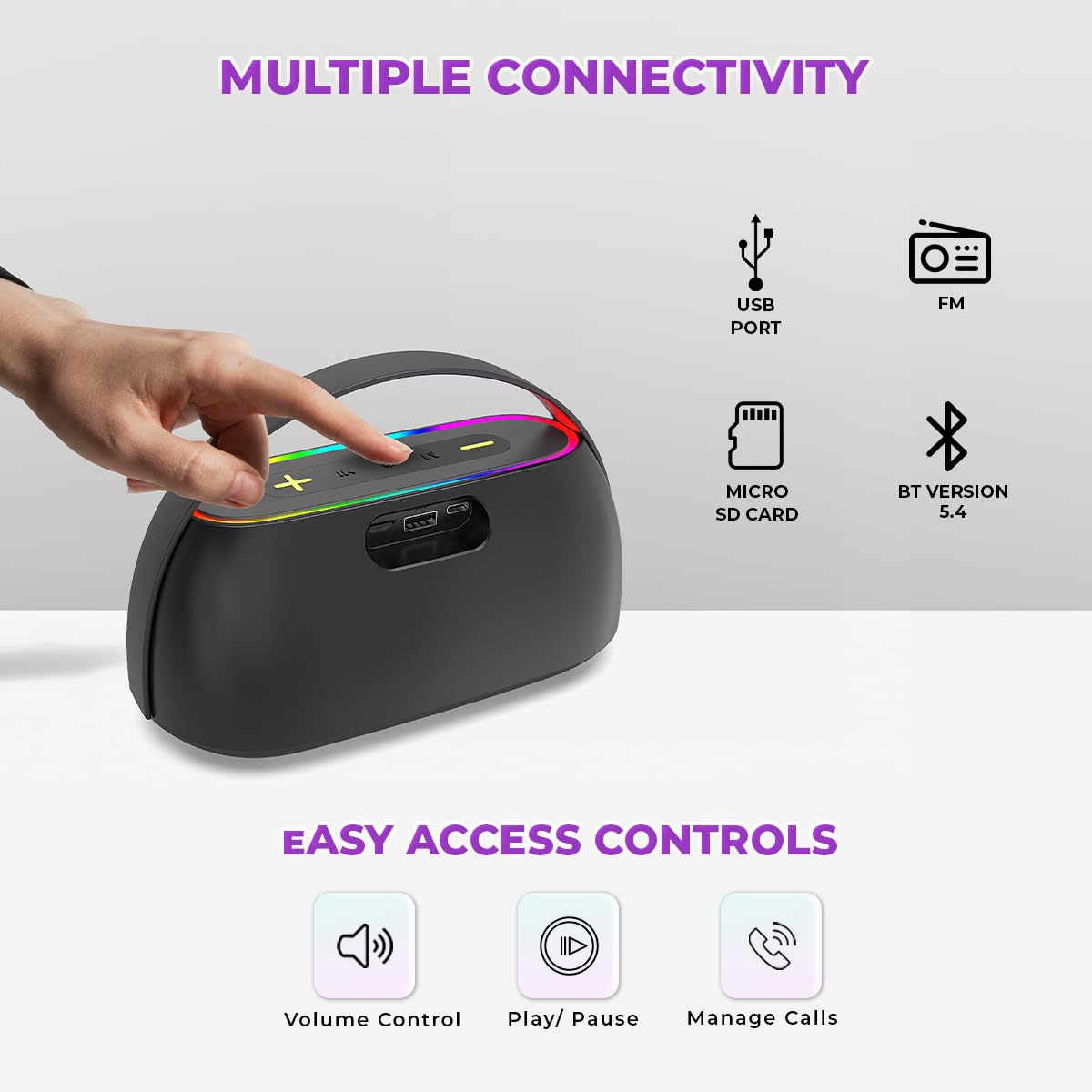 iNFiRe FireBeatz 14W Bluetooth Speaker with RGB Lights, TWS & USB Playback