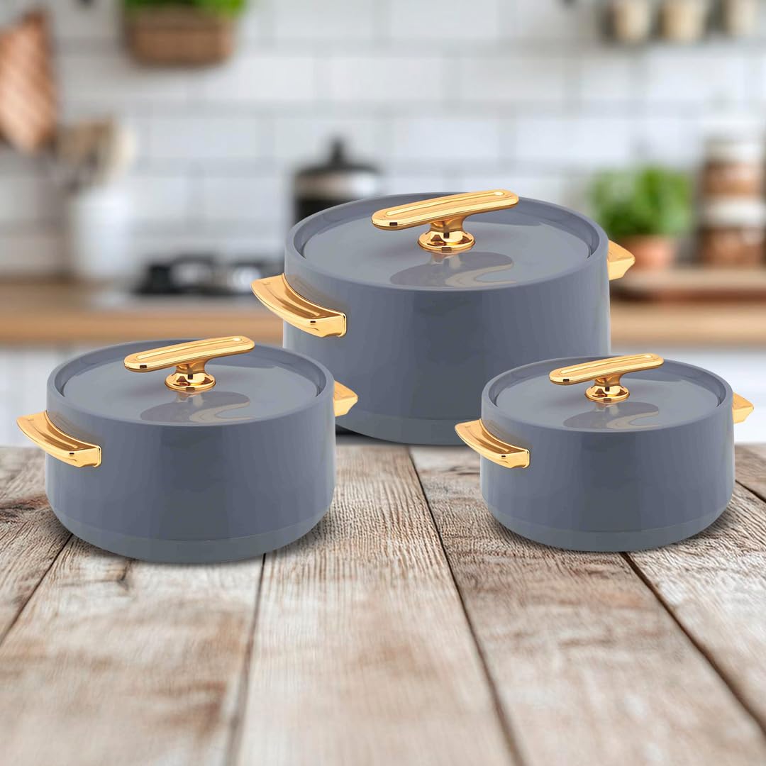 WARMEO Pearl Round Shape Inner Steel Casserole| BPA Free|Advanced P.U. Insulation - Itsmygadgets