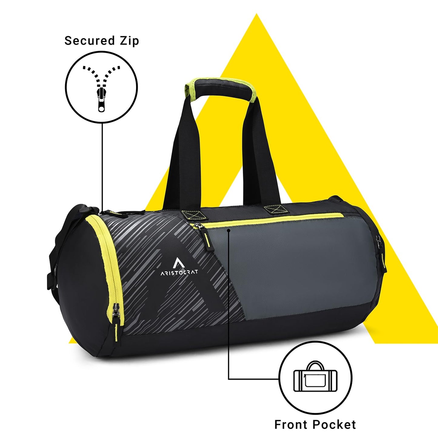 Aristrocrat Beast Polyester 48cm Gym Duffle Bag for Men and Women with Multiple Pockets and Separate Shoe Compartment for Travel, Sports and Workouts - Itsmygadgets