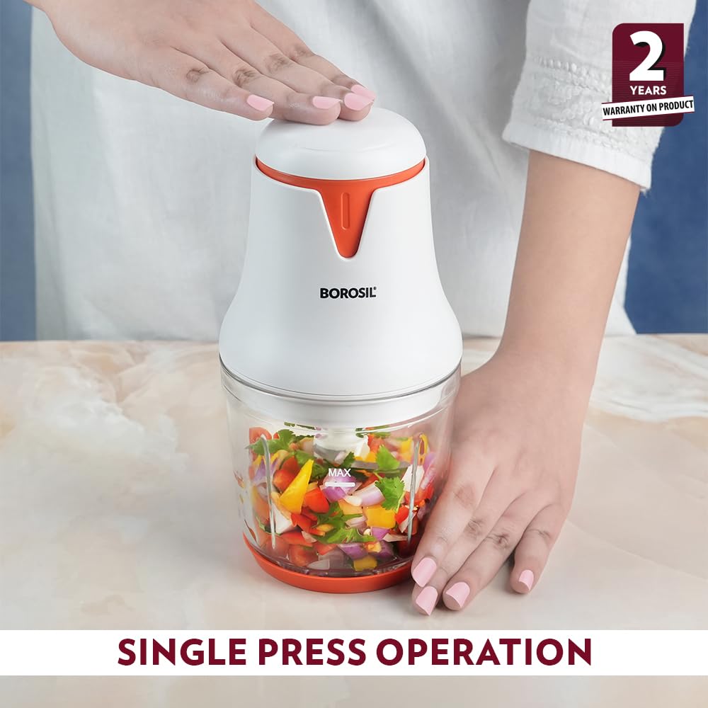 Borosil Chef Delite 260 Watts Electric Chopper for Kitchen | 600 ml 'chop-n-store' Plastic Bowl - Itsmygadgets