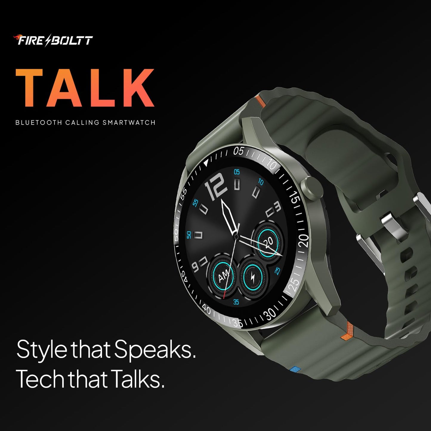 Fire-Boltt Talk Bluetooth Calling Smartwatch, 1.39" TFT Display with Dual Button, Hands On Voice Assistance, 120 Sports Modes, in Built Mic & Speaker (Talk, Green Wave) - Itsmygadgets