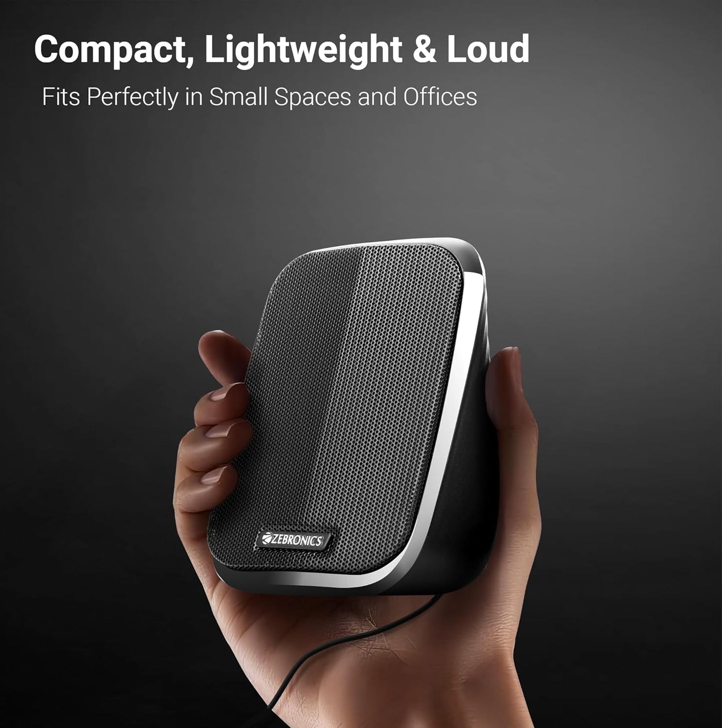 ZEBRONICS Fame, 2.0 USB Computer Speakers, 5 Watts, USB Powered, AUX, Volume Control Pod for PC, Laptops, Desktop - Itsmygadgets