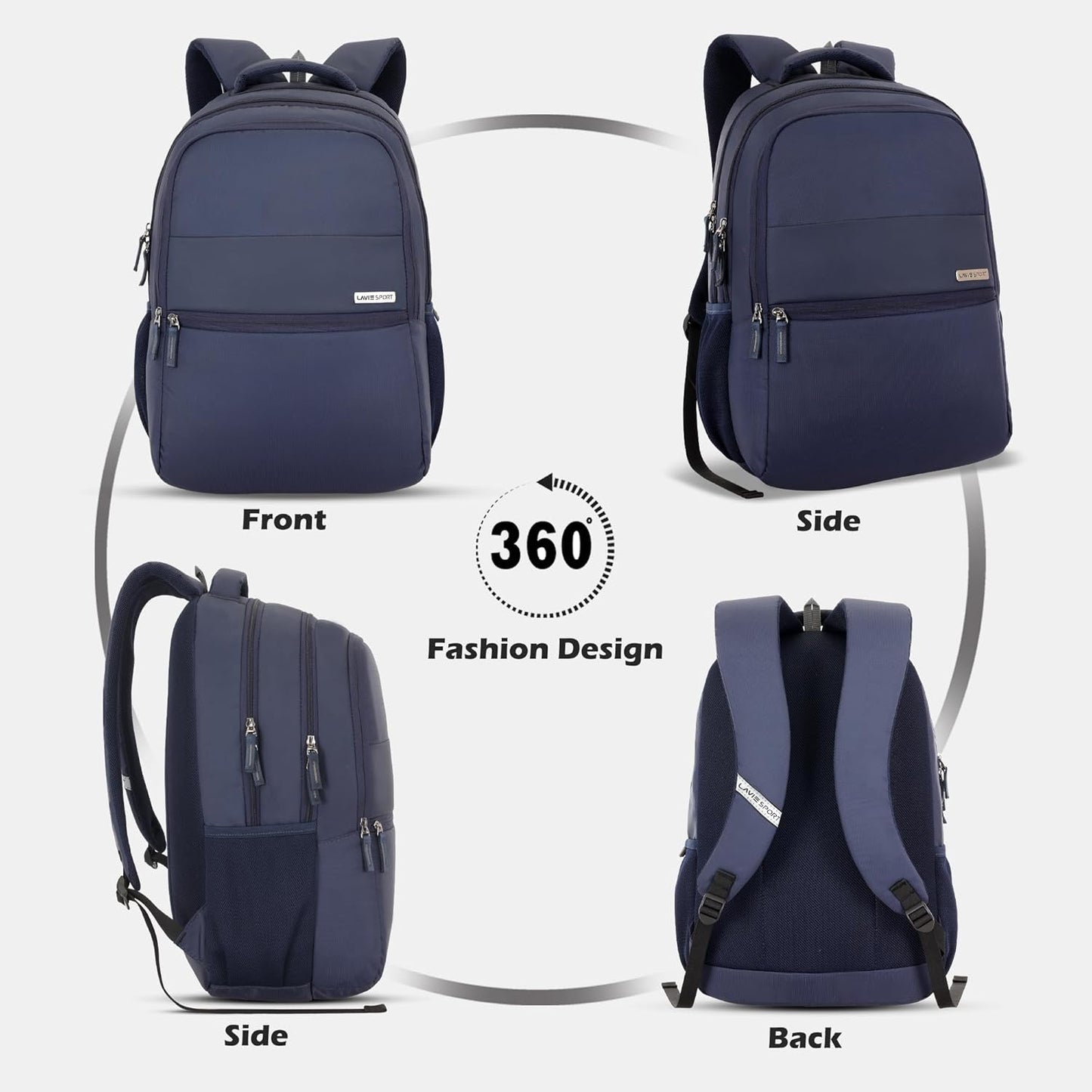 Lavie Sport 47cm Osprey 28 litres Laptop Backpack for Men & Women | Business Laptop Bag | Upto 15.6" Notebook/MacBook Compatible (Navy) - Itsmygadgets