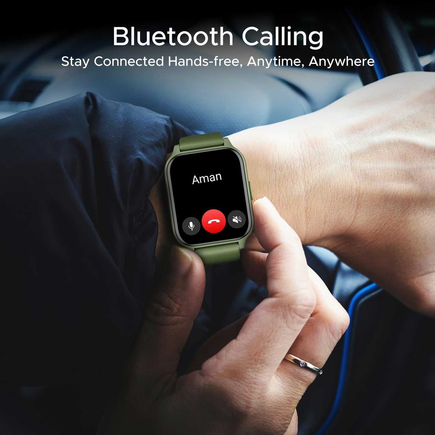 boAt Wave Call 2 Plus Smart Watch w/Bilingual Support (Hindi/English), 1.96”(4.97 cm) HD Display, BT Calling, 100+Sports Modes, Animated Watch Faces, Voice Assistant(Olive Green) - Itsmygadgets